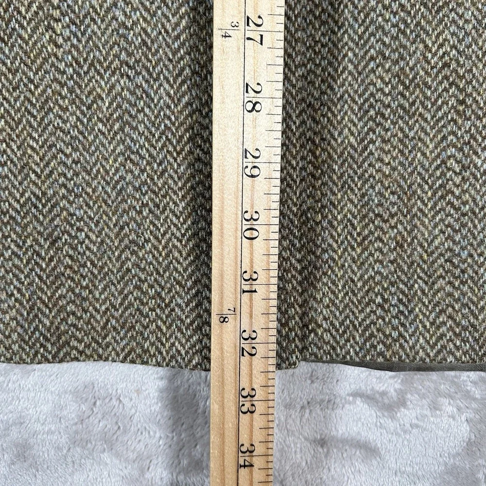 VTG Harris Tweed Blazer Mens 44L Brown Herringbone Wool Handwoven Sport Coat
